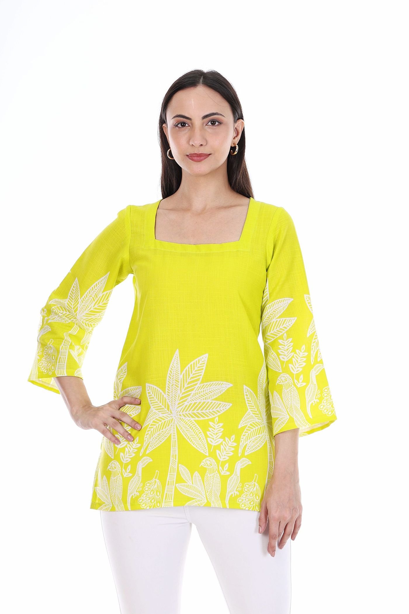 Lime green short kurti