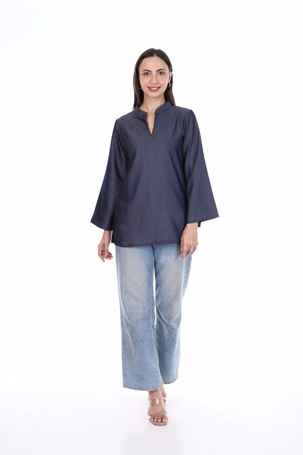 Adah short kurti, dark blue denim