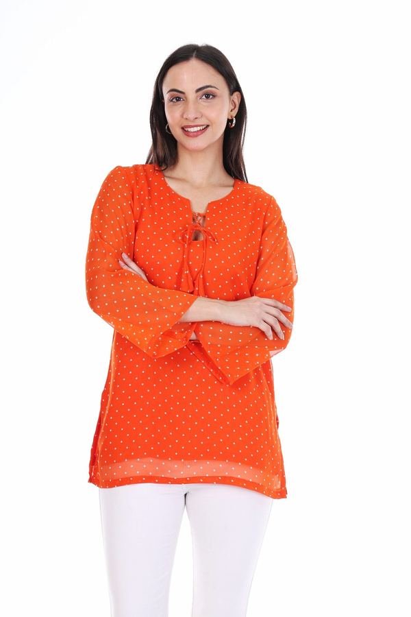 Chilli short kurti, orange polka