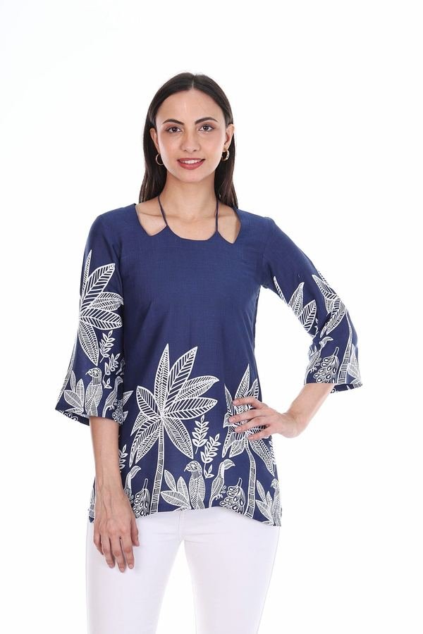 Neel short kurti, halter tie