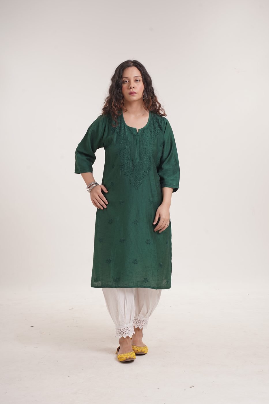 Muslin Kurti — Sage Forest Green
