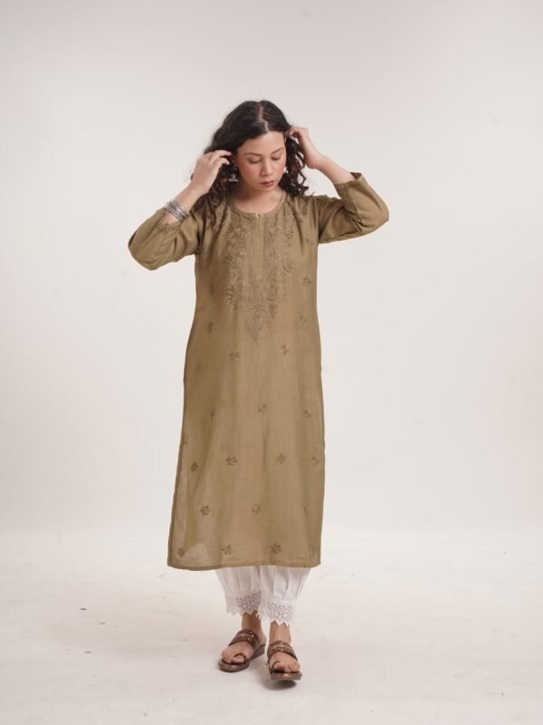 Chanderi Kurti — Earthy Mehndi