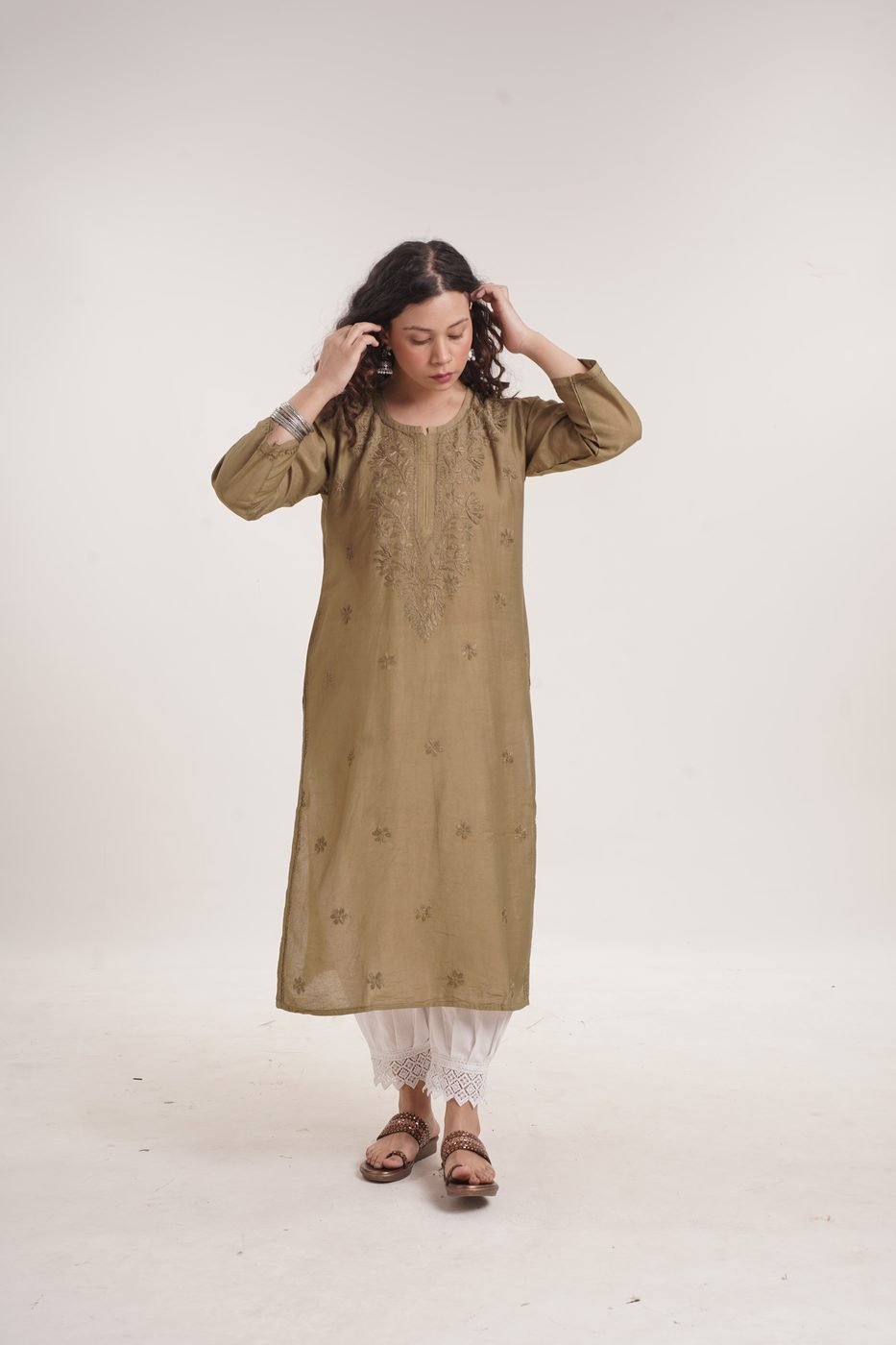 Chanderi Kurti — Earthy Mehndi