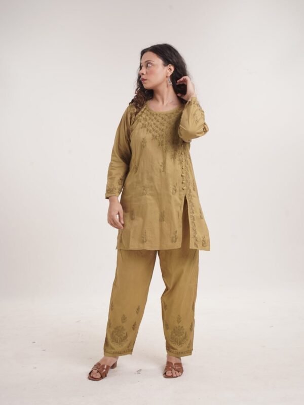 Pure Mulmul Co-ord Set — Mehndi Green