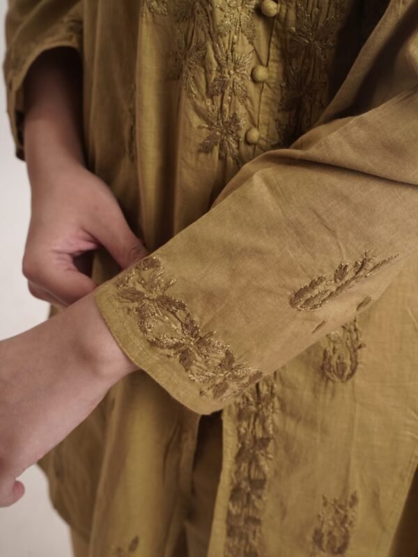Pure Mulmul Co-ord Set — Mehndi Green image 3