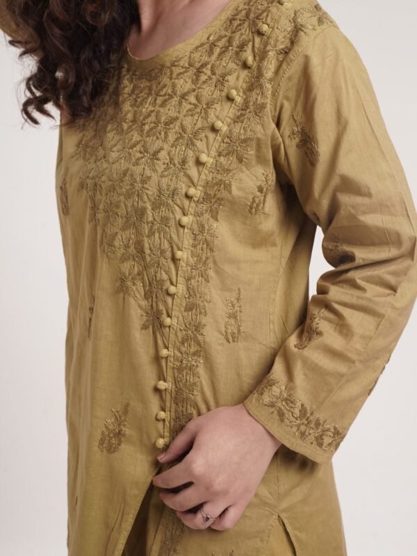 Pure Mulmul Co-ord Set — Mehndi Green image 4