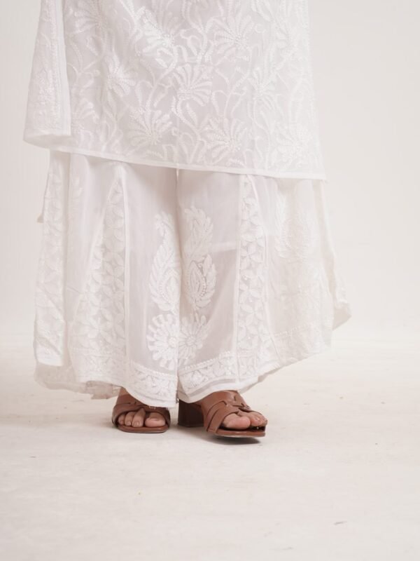 Viscose Resham Jaal Sharara Set — Ivory White image 3