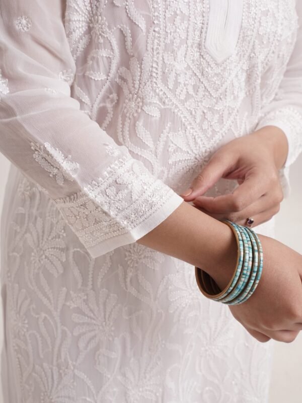 Viscose Resham Jaal Sharara Set — Ivory White image 4