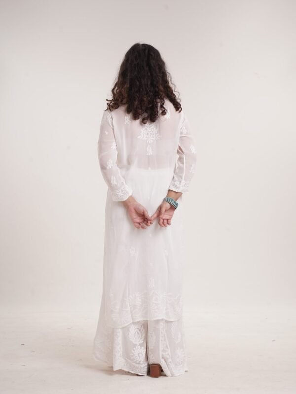 Viscose Resham Jaal Sharara Set — Ivory White image 5