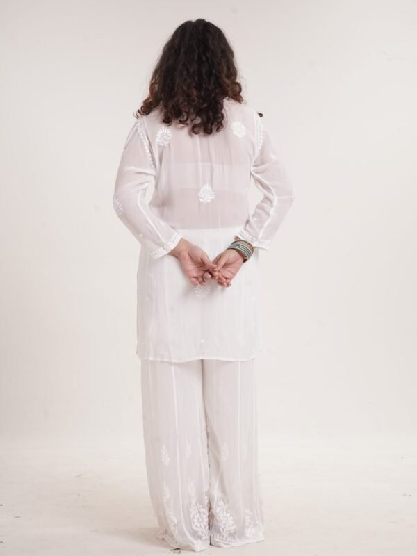 Viscose Short Kurti & Palazzo Set — Pearl White image 4