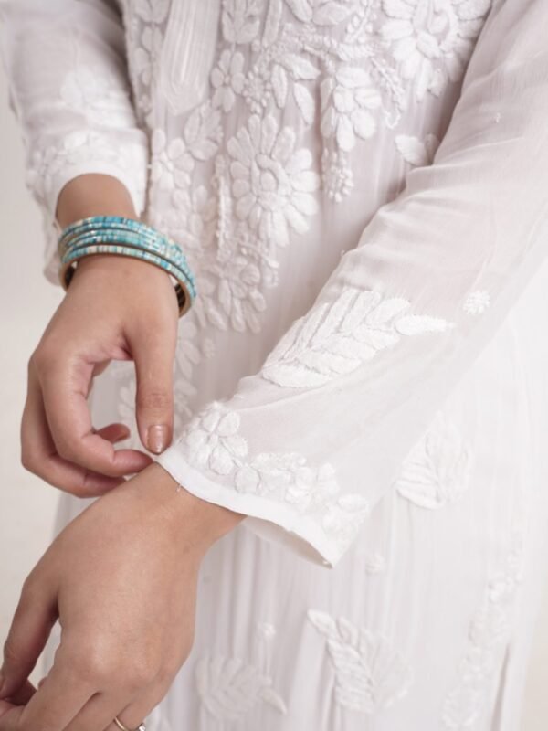 Viscose Parallel Kurti Set — Moonlit White image 3