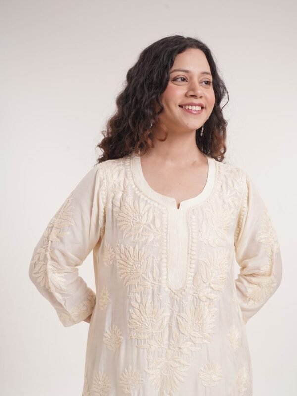 Muslin Kurti — Radiant Lime Yellow image 3