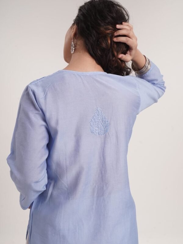 Chanderi Kurti — Cornflower Blue